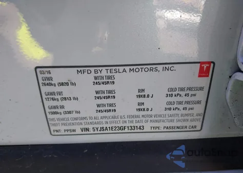 2016 Tesla Model S 60D/70D/75D/85D/90D from USA, damaged, VIN 5YJSA1E23GF133143
